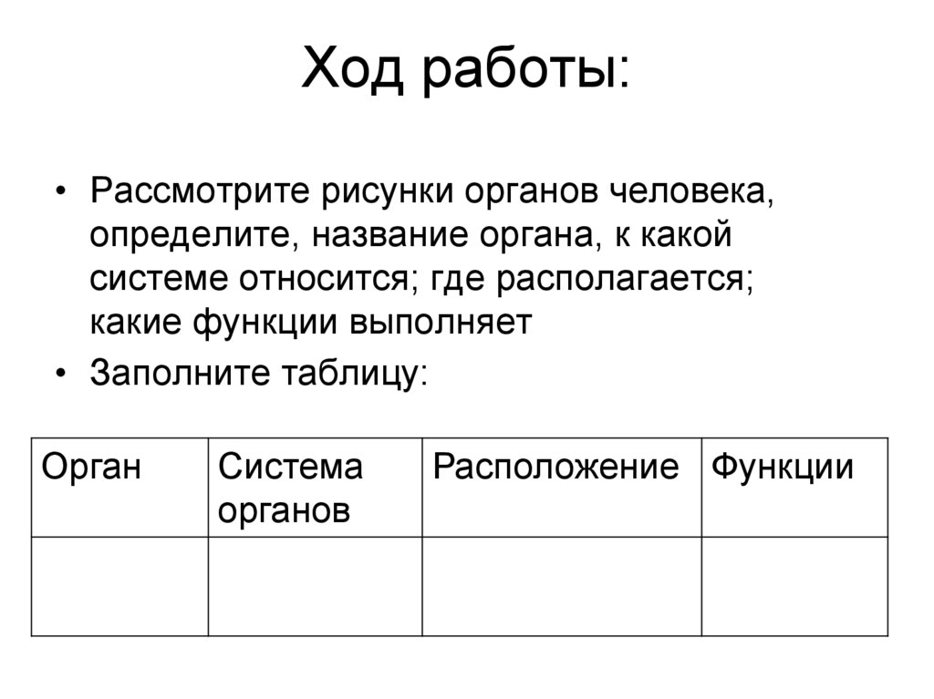 Ход работы: