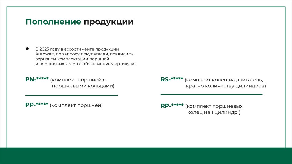 Пополнение продукции