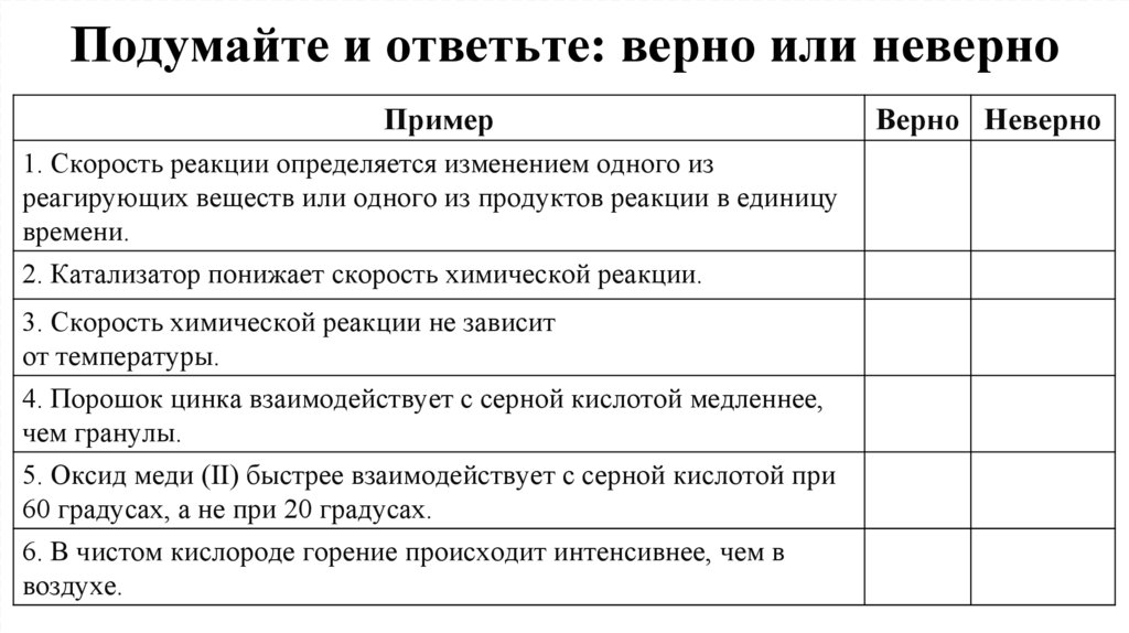 Подумайте и ответьте: верно или неверно
