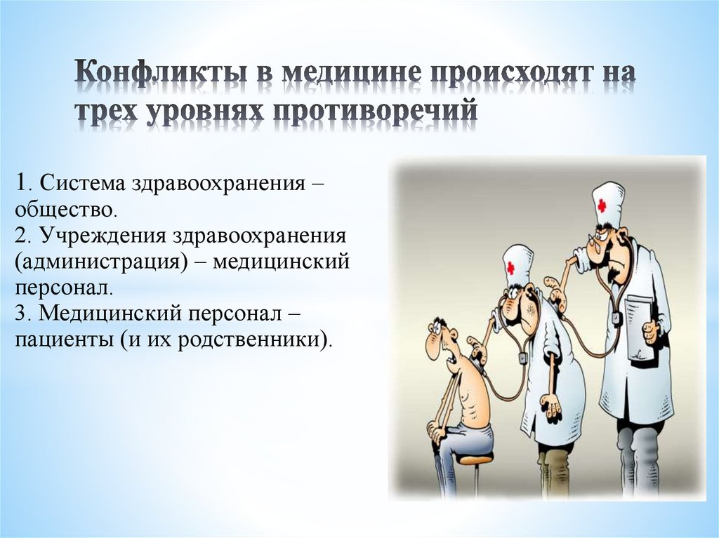Конфликты в медицине происходят на трех уровнях противоречий