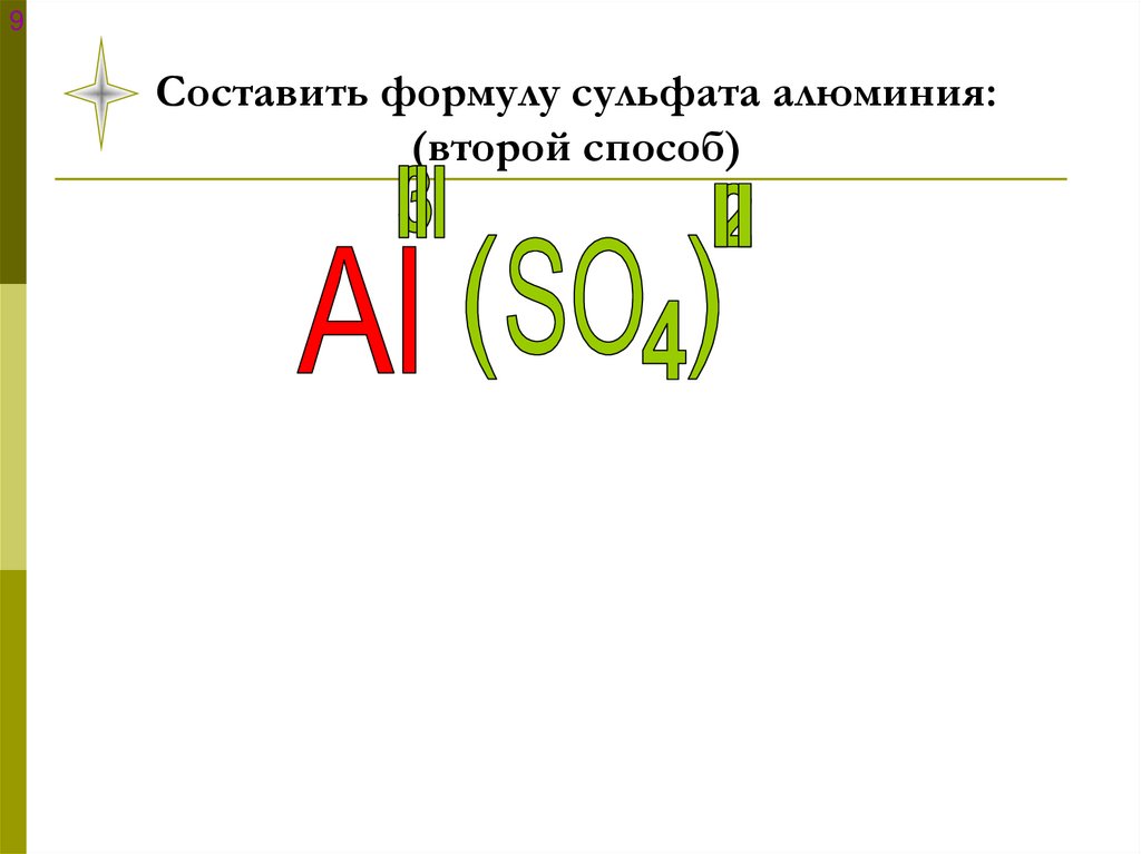 Составить формулу сульфата алюминия: (второй способ)