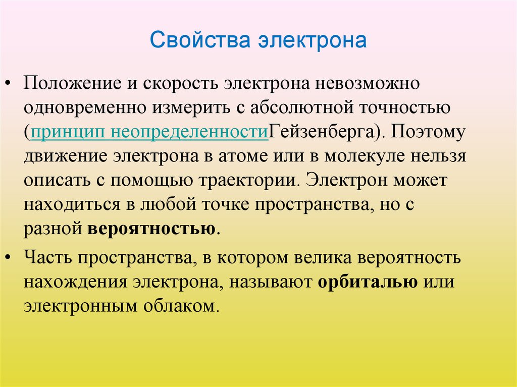 Свойства электрона