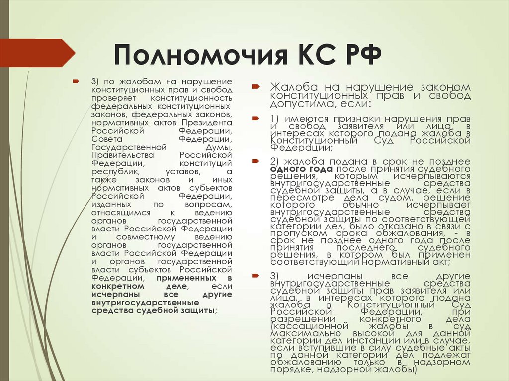 Полномочия КС РФ