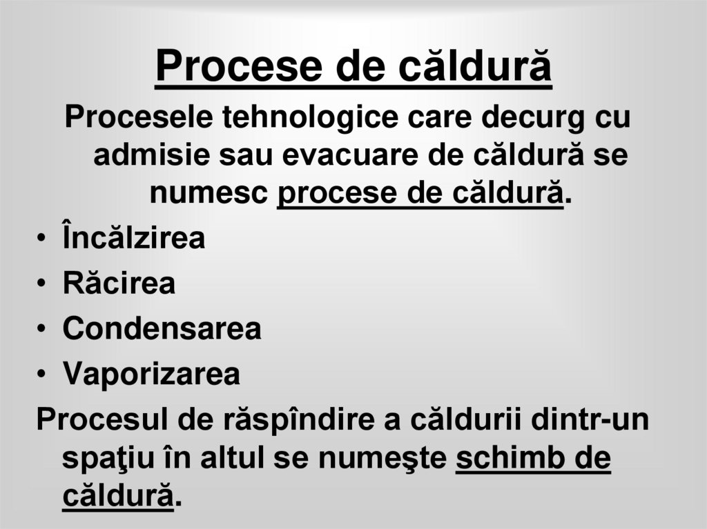 Procese de căldură
