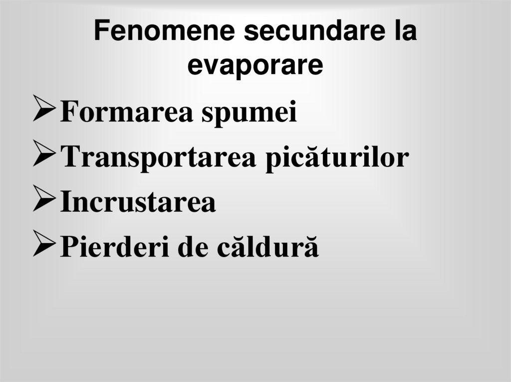 Fenomene secundare la evaporare