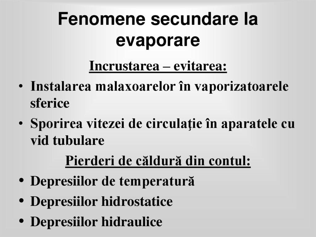 Fenomene secundare la evaporare