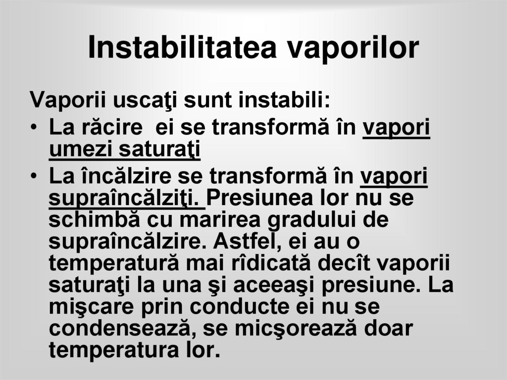 Instabilitatea vaporilor