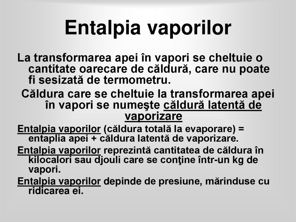 Entalpia vaporilor