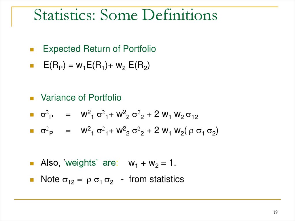 Statistics: Some Definitions