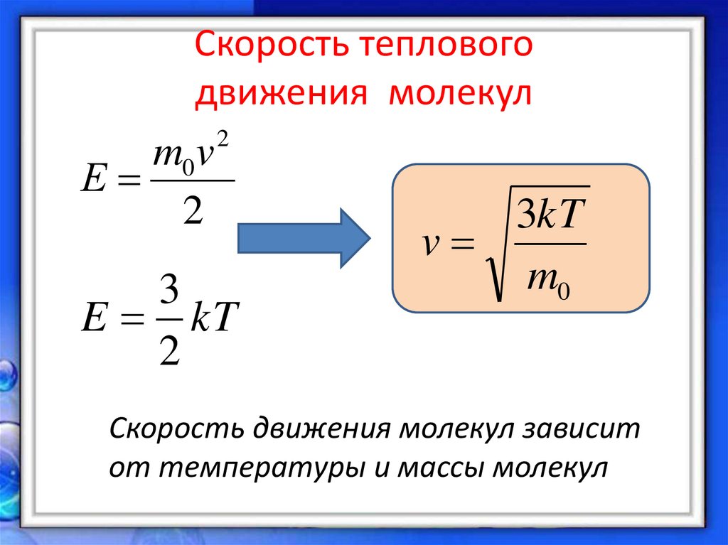 Скорость теплового движения молекул