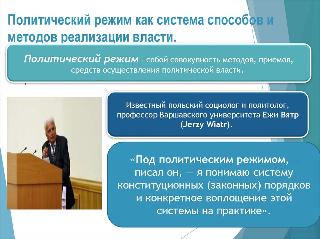 Политический режим как система способов и методов реализации власти.