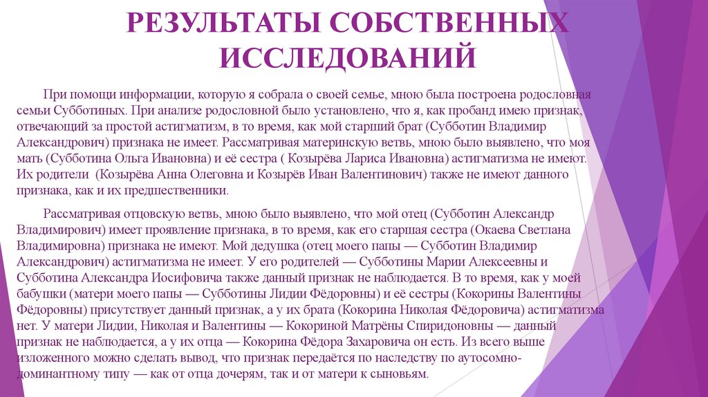 РЕЗУЛЬТАТЫ СОБСТВЕННЫХ ИССЛЕДОВАНИЙ