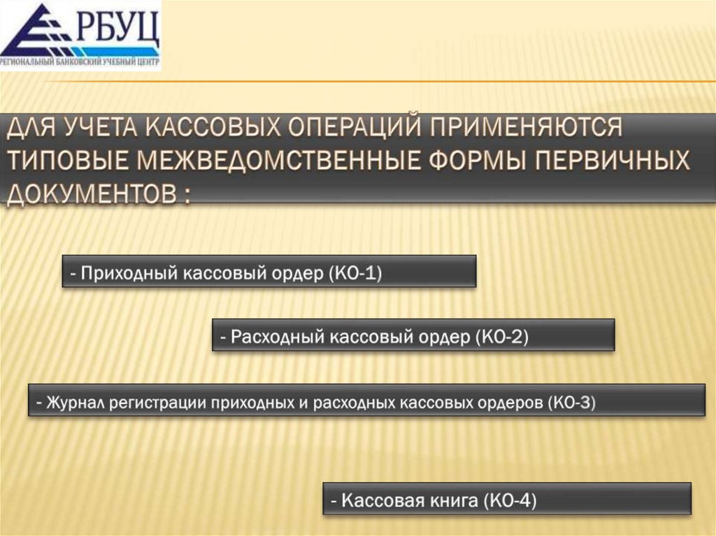Для учета кассовых операций применяются типовые межведомственные формы первичных документов :