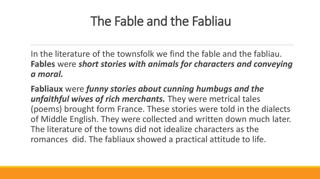 The Fable and the Fabliau