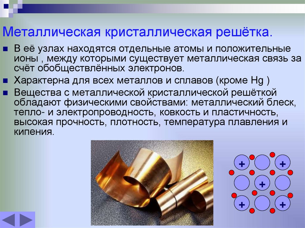 Металлическая кристаллическая решётка.