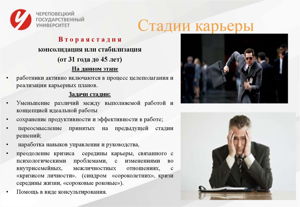 Стадии карьеры