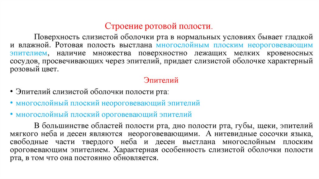 Строение ротовой полости.