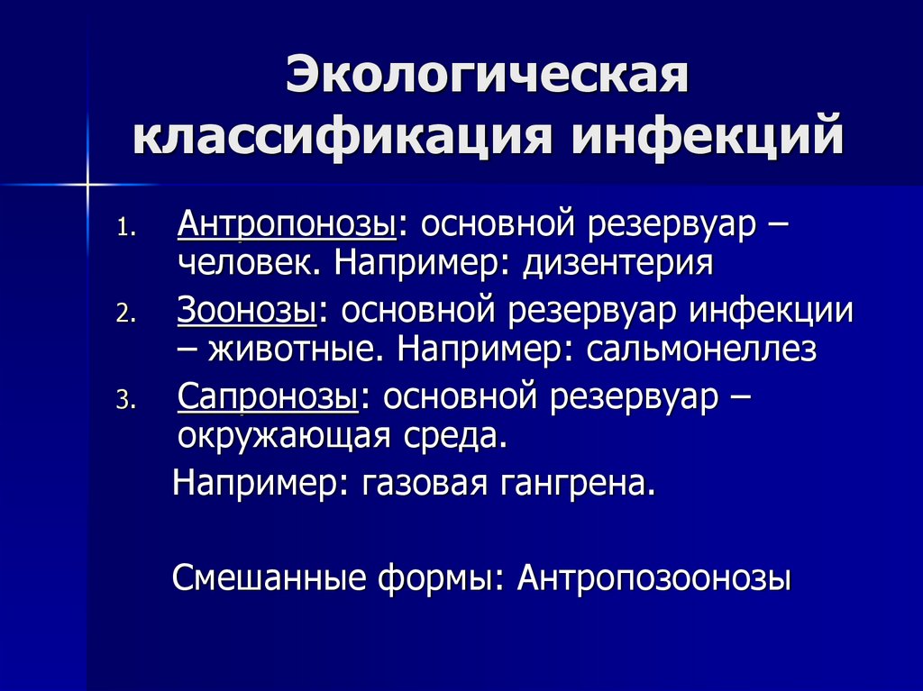 Экологическая классификация инфекций