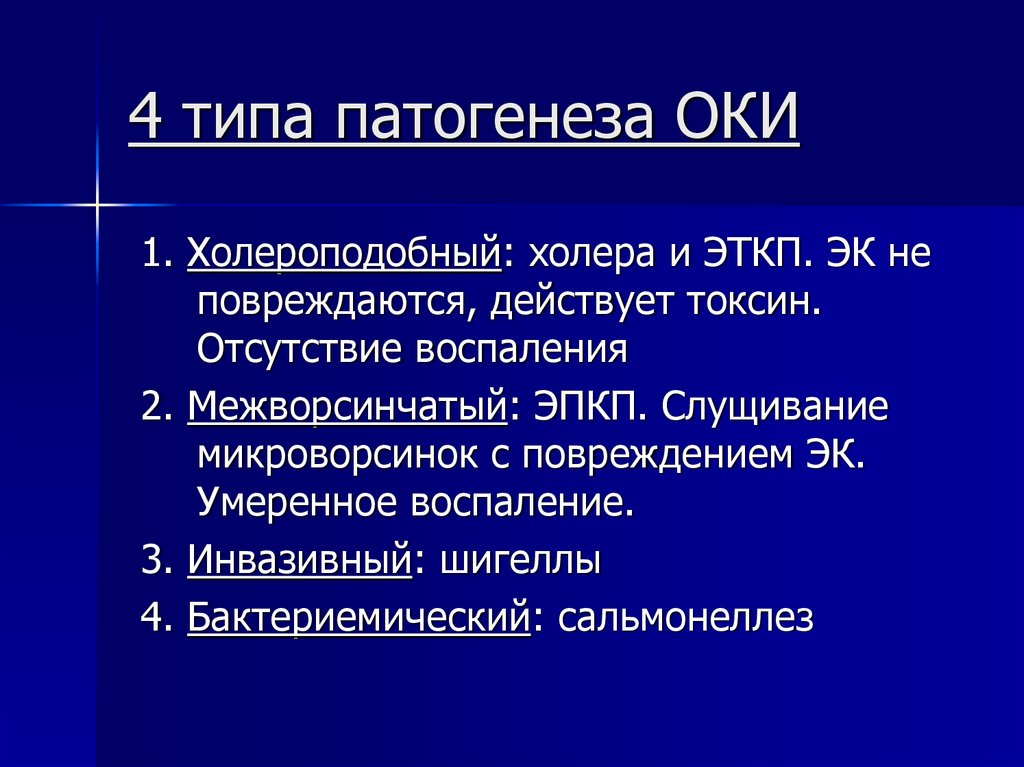 4 типа патогенеза ОКИ