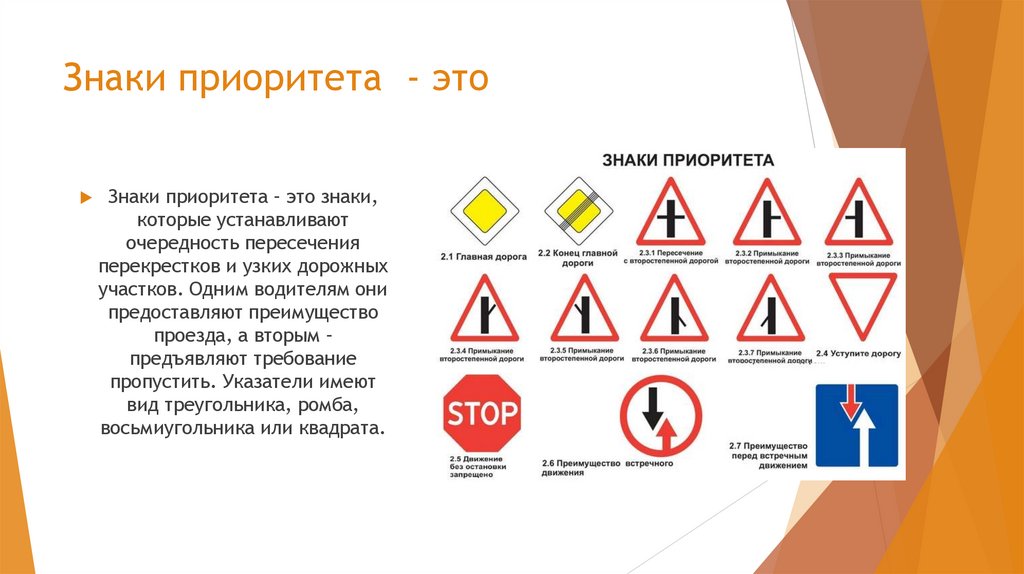 Знаки приоритета - это