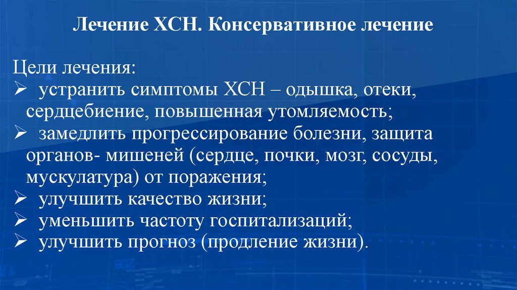 Лечение ХСН. Консервативное лечение