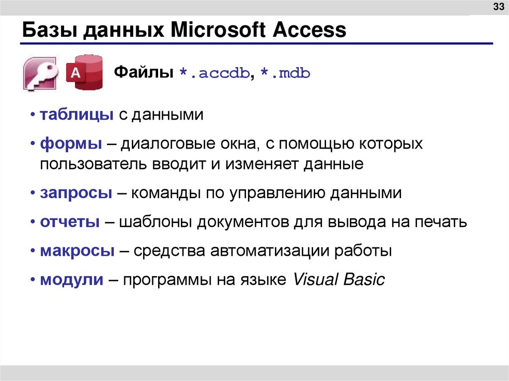 Базы данных Microsoft Access