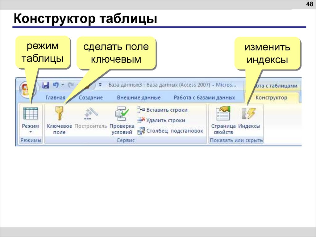 Конструктор таблицы