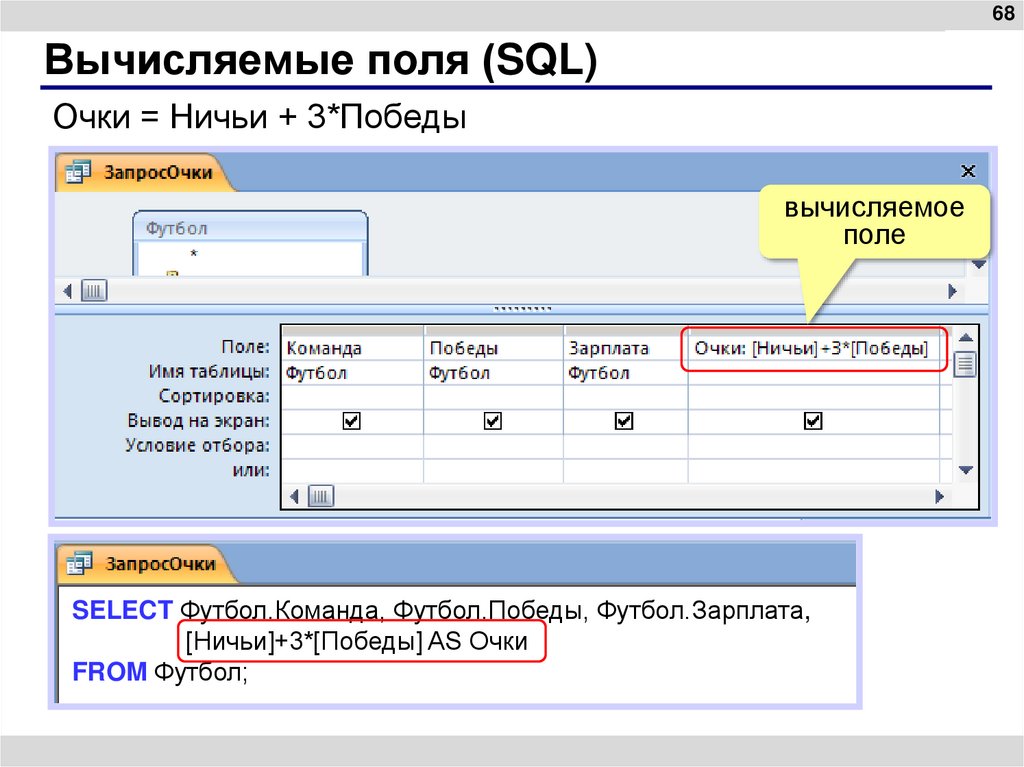 Вычисляемые поля (SQL)
