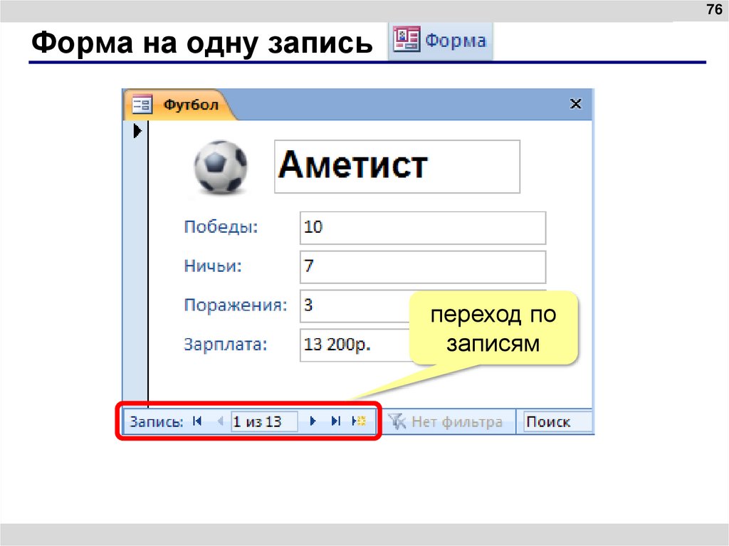 Форма на одну запись