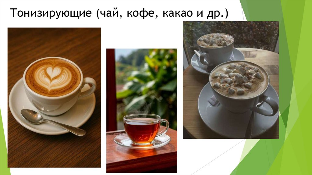 Тонизирующие (чай, кофе, какао и др.)