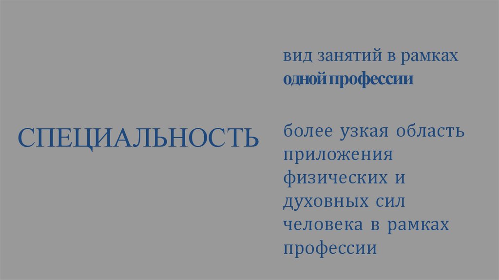 вид занятий в рамках одной профессии