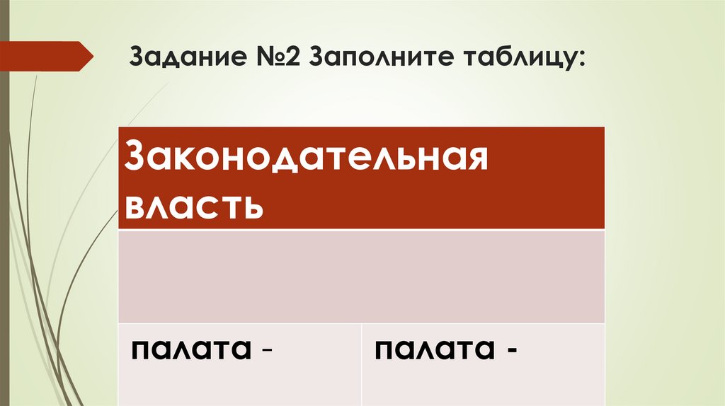 Задание №2 Заполните таблицу: