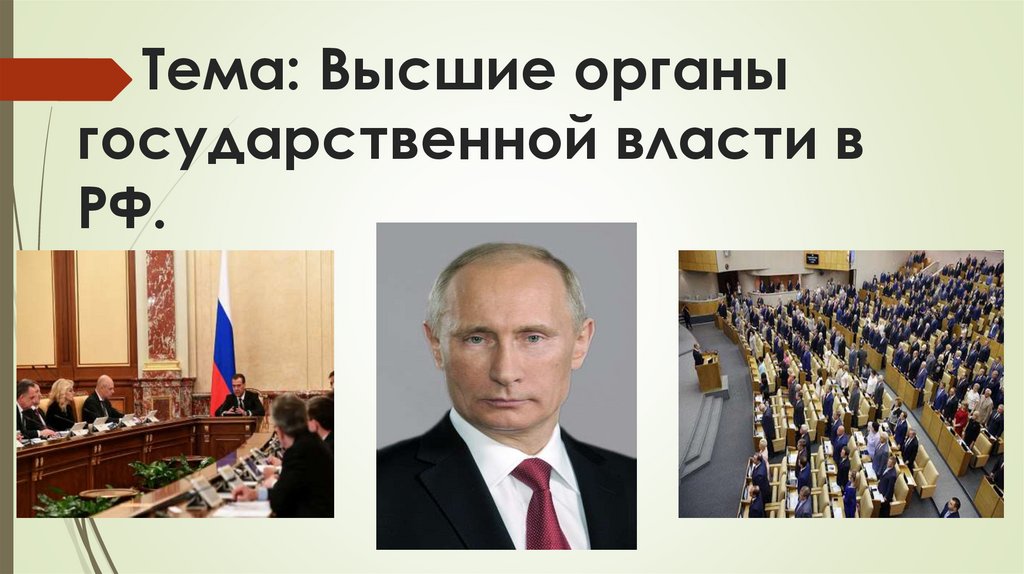 Тема: Высшие органы государственной власти в РФ.