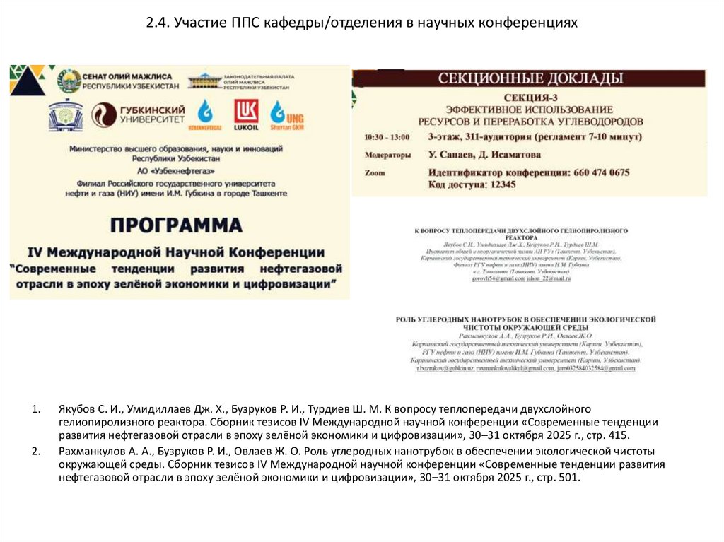 2.4. Участие ППС кафедры/отделения в научных конференциях