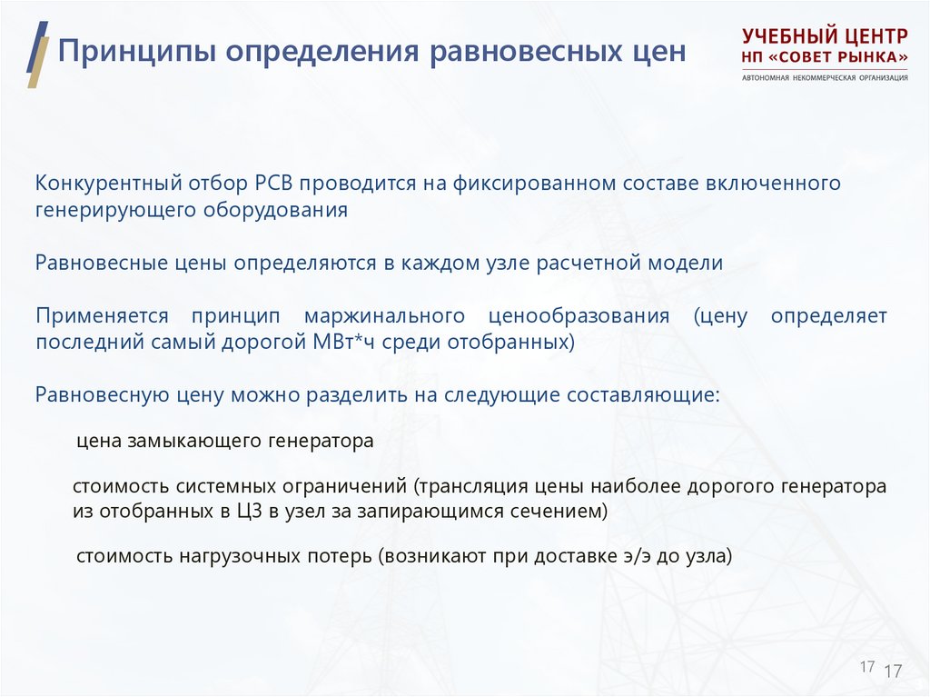 Принципы определения равновесных цен