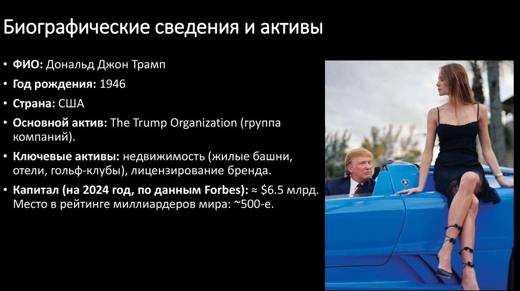 Биографические сведения и активы