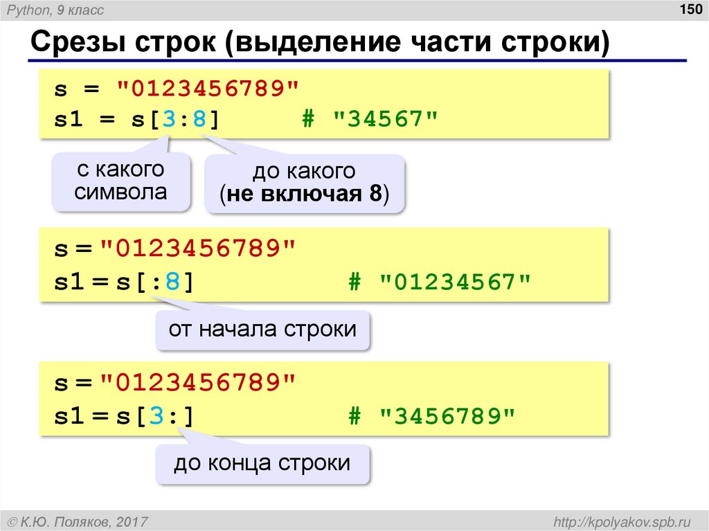 Срезы строк (выделение части строки)