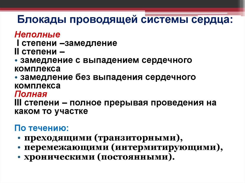 Блокады проводящей системы сердца: