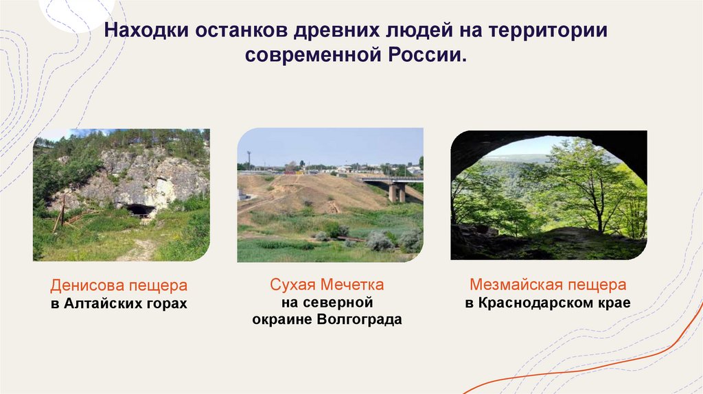 Находки останков древних людей на территории современной России.