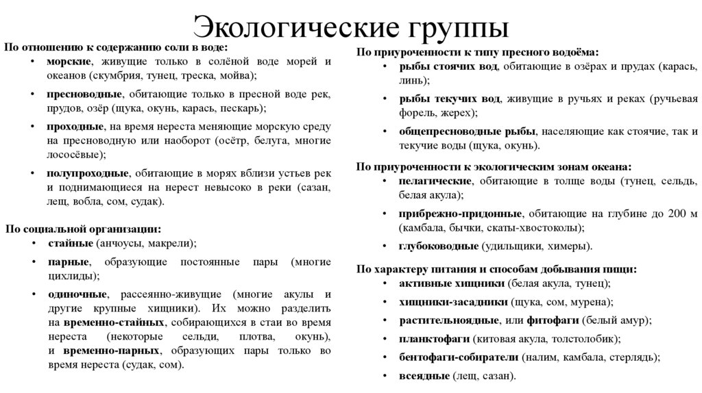 Экологические группы