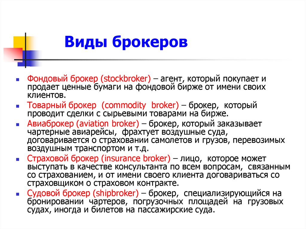 Виды брокеров