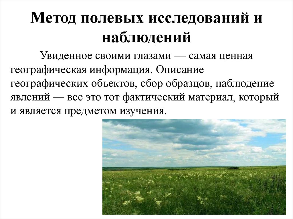 Метод полевых исследований и наблюдений
