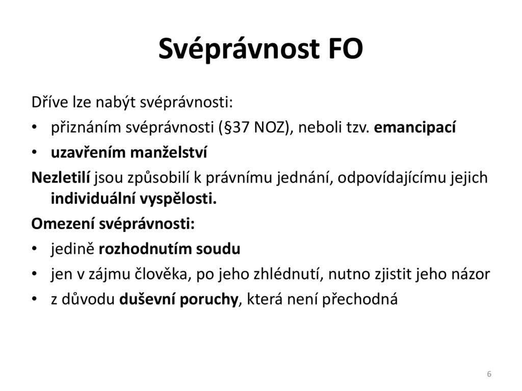 Svéprávnost FO