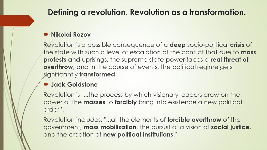 Defining a revolution. Revolution as a transformation.