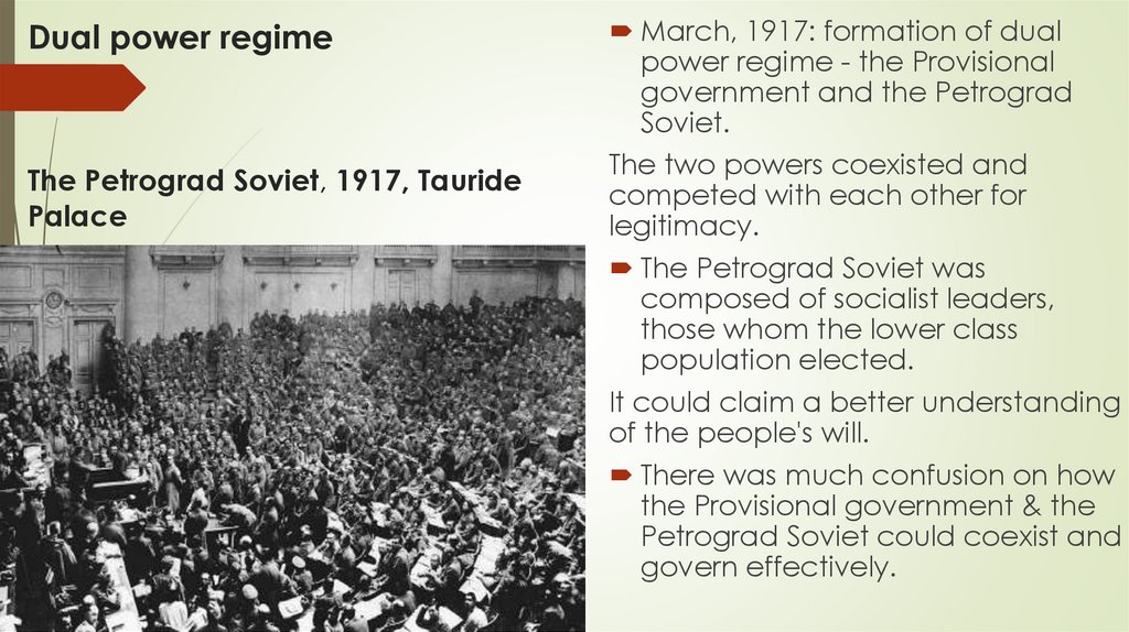 Dual power regime The Petrograd Soviet, 1917, Tauride Palace