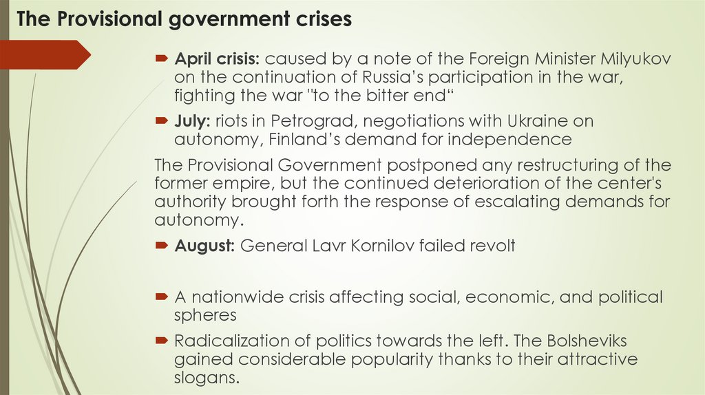 The Provisional government crises