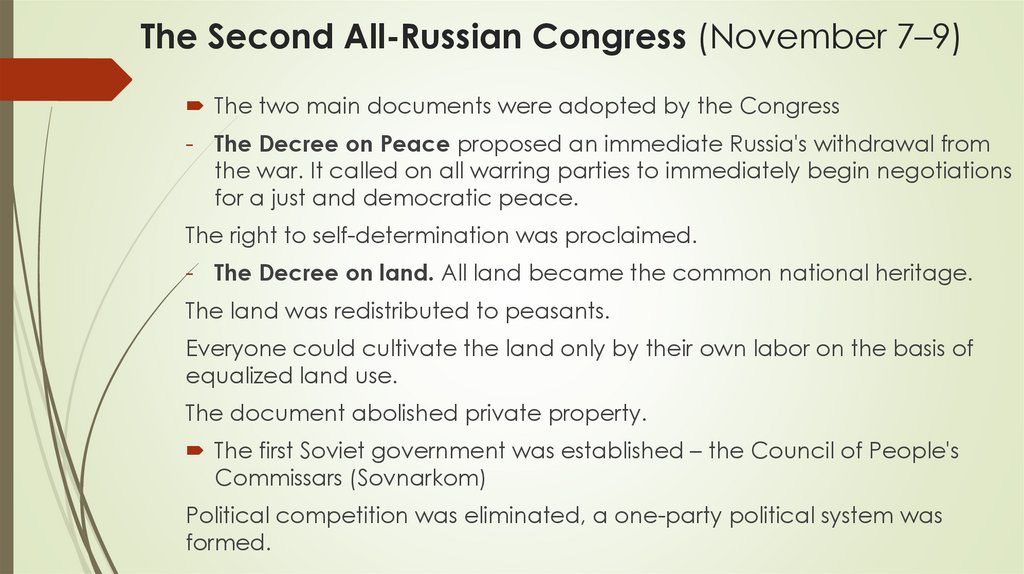 The Second­ All-Russian Congress (November 7–9)