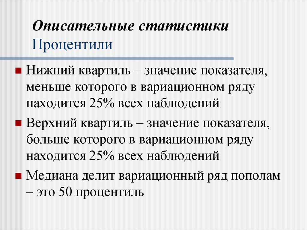 Описательные статистики Процентили