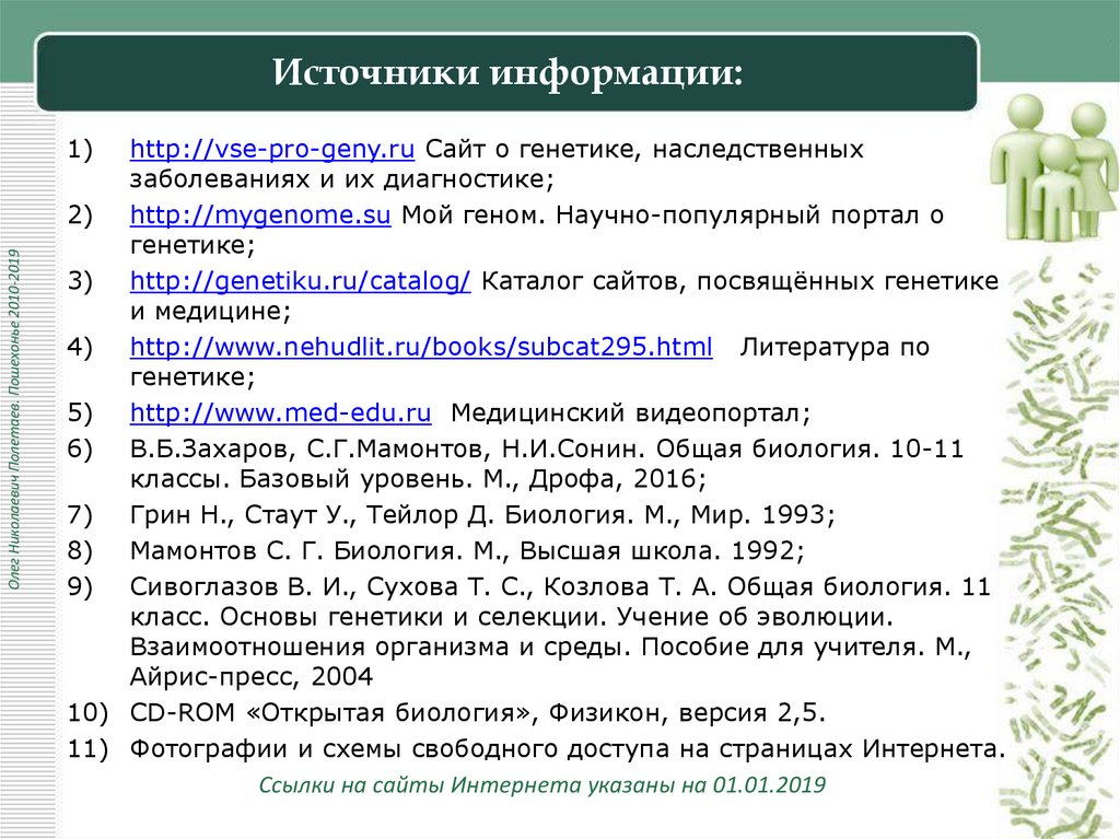 Источники информации: