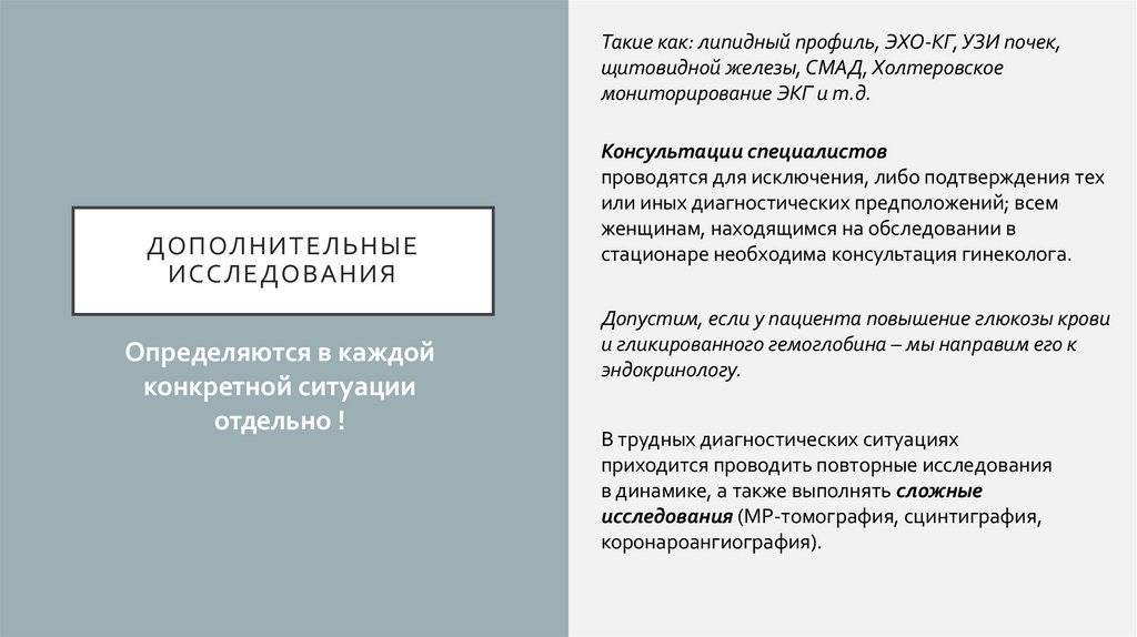 Дополнительные исследования